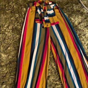 Stripe long high waisted pants